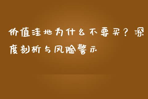 价值洼地为什么不要买？深度剖析与风险警示_https://wap.lcpcjs.com_全球经济_第1张