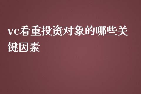 vc看重投资对象的哪些关键因素_https://wap.lcpcjs.com_外汇市场_第1张