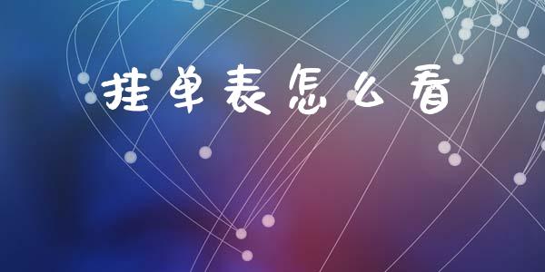 挂单表怎么看_https://wap.lcpcjs.com_全球经济_第1张