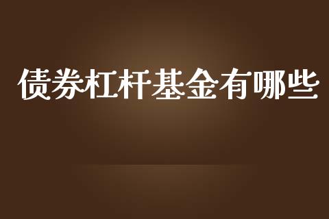 债券杠杆基金有哪些_https://wap.lcpcjs.com_外汇市场_第1张