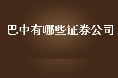 巴中有哪些证券公司_https://wap.lcpcjs.com_全球经济_第1张