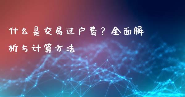 什么是交易过户费？全面解析与计算方法_https://wap.lcpcjs.com_外汇市场_第1张