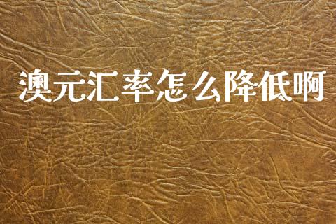 澳元汇率怎么降低啊_https://wap.lcpcjs.com_美股行情_第1张