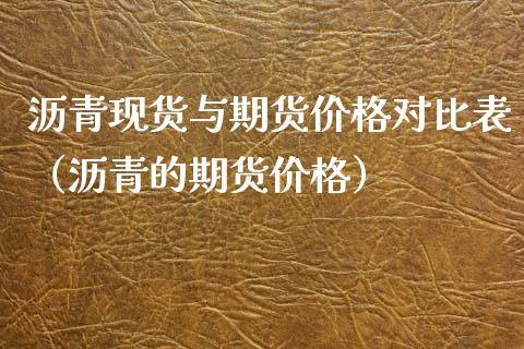 沥青现货与期货价格对比表（沥青的期货价格）_https://wap.lcpcjs.com_全球经济_第1张