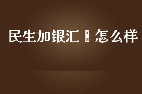 民生加银汇鑫怎么样_https://wap.lcpcjs.com_美股行情_第1张