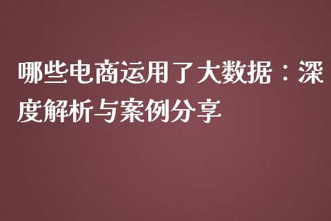 哪些电商运用了大数据：深度解析与案例分享_https://wap.lcpcjs.com_股港行情_第1张