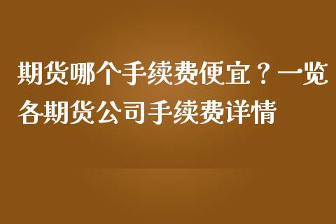期货哪个手续费便宜？一览各期货公司手续费详情_https://wap.lcpcjs.com_美股行情_第1张