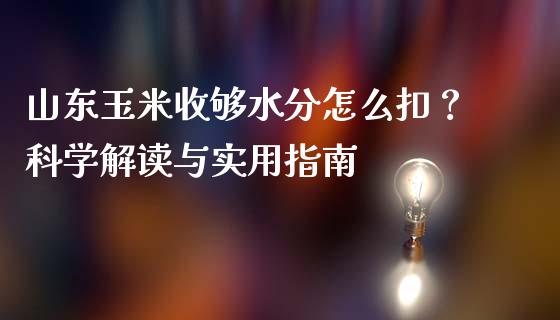 山东玉米收够水分怎么扣？科学解读与实用指南_https://wap.lcpcjs.com_全球经济_第1张
