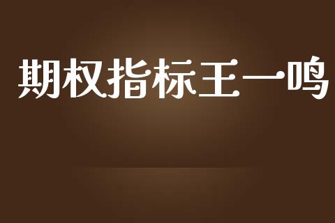 期权指标王一鸣_https://wap.lcpcjs.com_全球经济_第1张