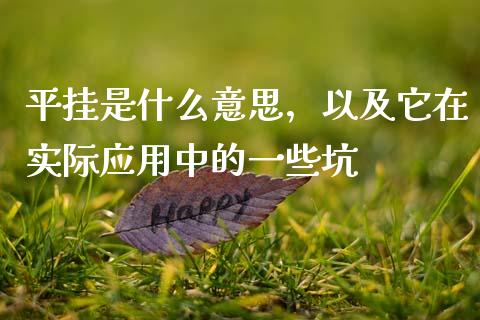 平挂是什么意思，以及它在实际应用中的一些坑_https://wap.lcpcjs.com_全球经济_第1张