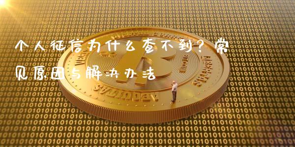 个人征信为什么查不到？常见原因与解决办法_https://wap.lcpcjs.com_外汇市场_第1张