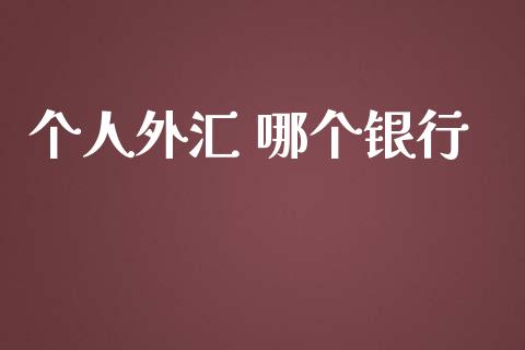 个人外汇 哪个银行_https://wap.lcpcjs.com_股港行情_第1张