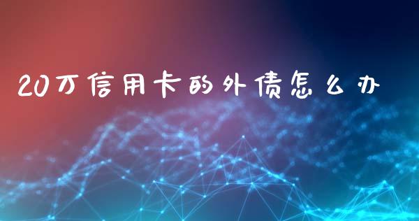 20万信用卡的外债怎么办_https://wap.lcpcjs.com_外汇市场_第1张