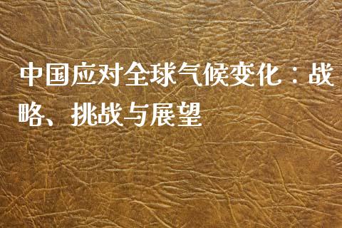 中国应对全球气候变化：战略、挑战与展望_https://wap.lcpcjs.com_美股行情_第1张