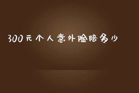 300元个人意外险陪多少_https://wap.lcpcjs.com_全球经济_第1张