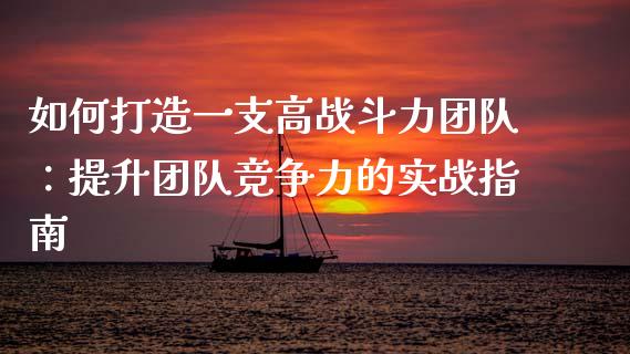 如何打造一支高战斗力团队：提升团队竞争力的实战指南_https://wap.lcpcjs.com_外汇市场_第1张