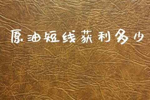原油短线获利多少_https://wap.lcpcjs.com_全球经济_第1张