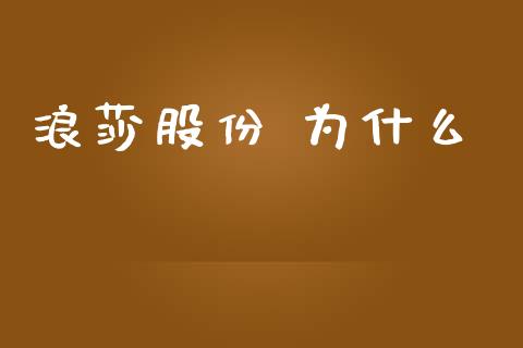 浪莎股份 为什么_https://wap.lcpcjs.com_全球经济_第1张