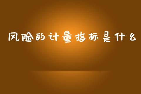 风险的计量指标是什么_https://wap.lcpcjs.com_股港行情_第1张