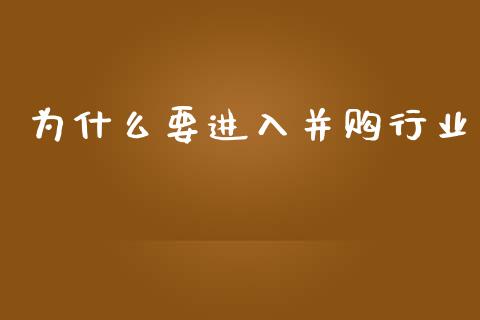 为什么要进入并购行业_https://wap.lcpcjs.com_全球经济_第1张