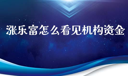 涨乐富怎么看见机构资金_https://wap.lcpcjs.com_美股行情_第1张