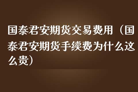 国泰君安期货交易费用（国泰君安期货手续费为什么这么贵）_https://wap.lcpcjs.com_全球经济_第1张