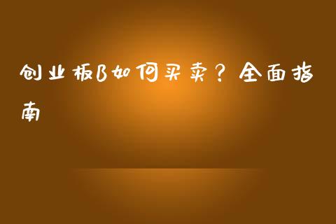 创业板B如何买卖？全面指南_https://wap.lcpcjs.com_全球经济_第1张
