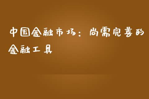 中国金融市场：尚需完善的金融工具_https://wap.lcpcjs.com_股港行情_第1张