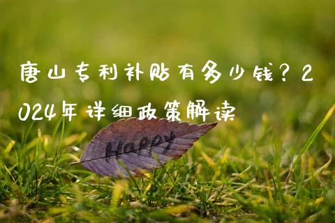 唐山专利补贴有多少钱？2024年详细政策解读_https://wap.lcpcjs.com_外汇市场_第1张