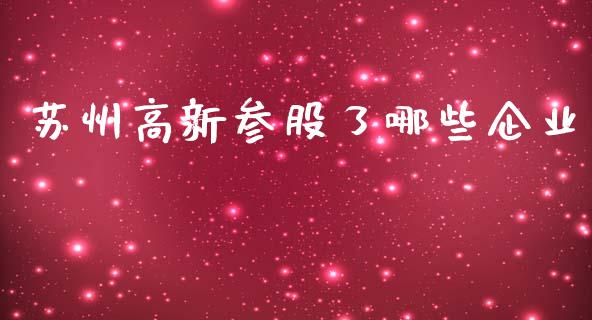 苏州高新参股了哪些企业_https://wap.lcpcjs.com_美股行情_第1张