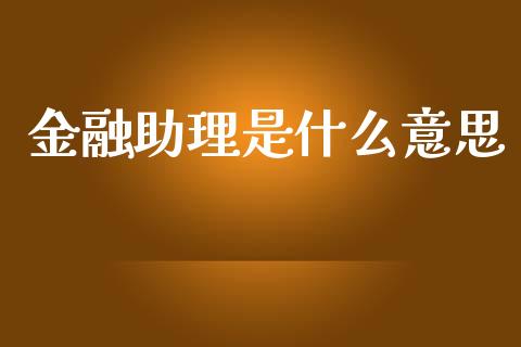 金融助理是什么意思_https://wap.lcpcjs.com_全球经济_第1张