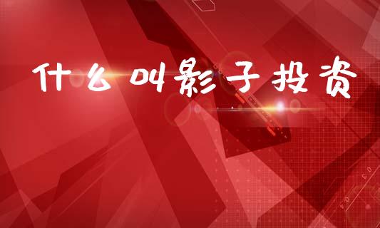 什么叫影子投资_https://wap.lcpcjs.com_外汇市场_第1张