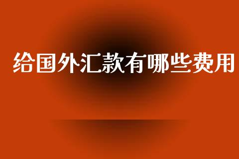 给国外汇款有哪些费用_https://wap.lcpcjs.com_外汇市场_第1张