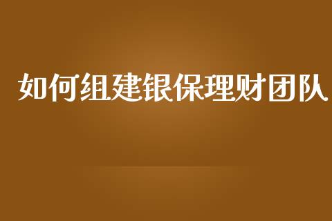 如何组建银保理财团队_https://wap.lcpcjs.com_股港行情_第1张