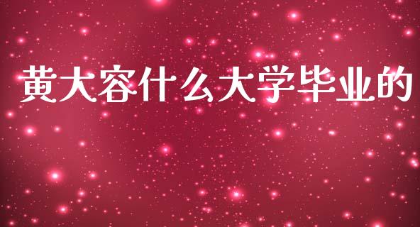 黄大容什么大学毕业的_https://wap.lcpcjs.com_外汇市场_第1张