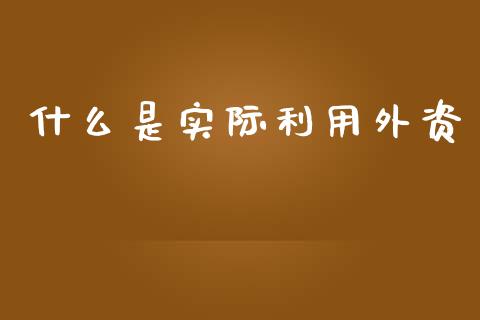 什么是实际利用外资_https://wap.lcpcjs.com_股港行情_第1张