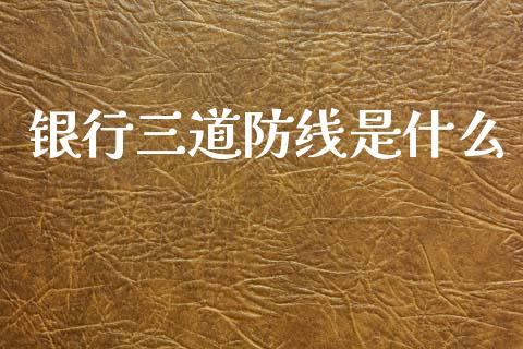 银行三道防线是什么_https://wap.lcpcjs.com_全球经济_第1张