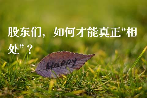 股东们，如何才能真正“相处”？_https://wap.lcpcjs.com_美股行情_第1张